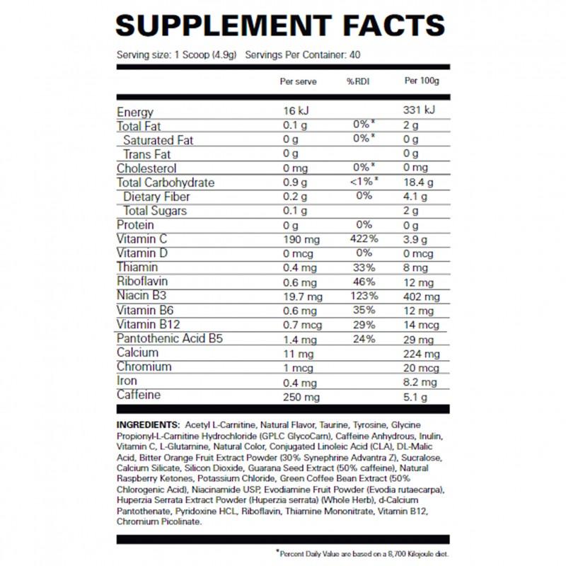EHP Labs Oxyshred Hardcore Supplement Facts