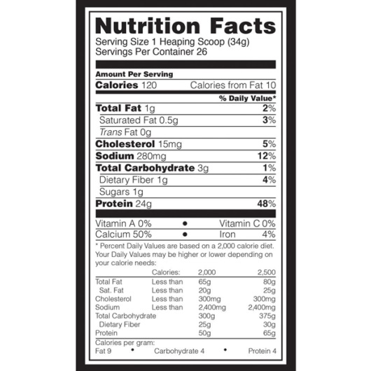 Optimum Nutrition Gold Standard 100% Casein Supplement Facts