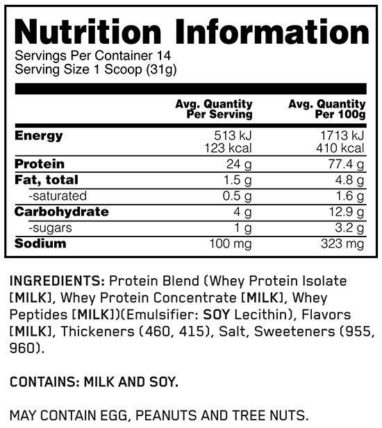 Optimum Nutrition Gold Standard 100% Whey Supplement Facts