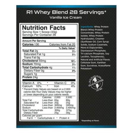 R1 Whey Blend Supplement Facts