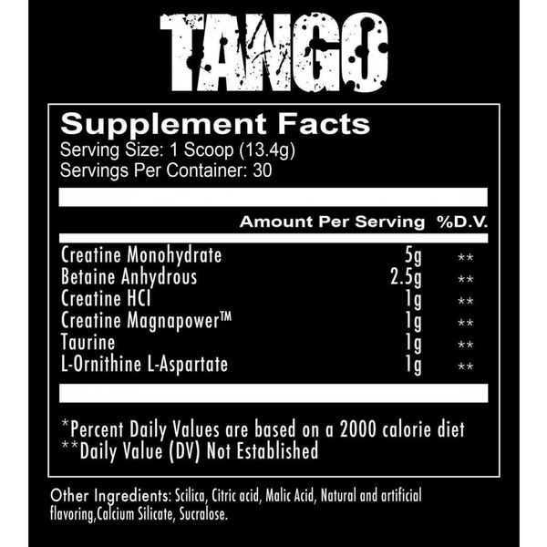 Redcon1 Tango Creatine Recovery Supplement Facts