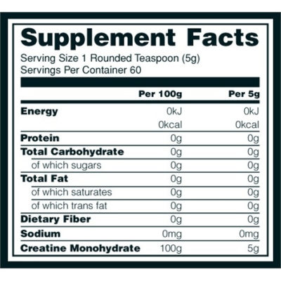 Optimum Nutrition Micronized Creatine Powder Supplement Facts