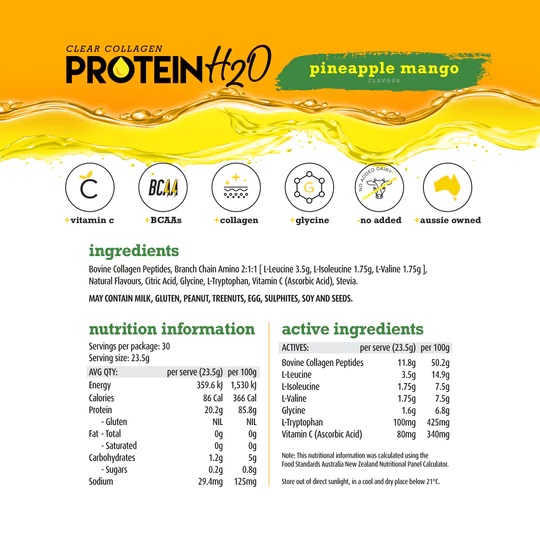 Protein H2O Water - Clear Collagen Supplement Facts